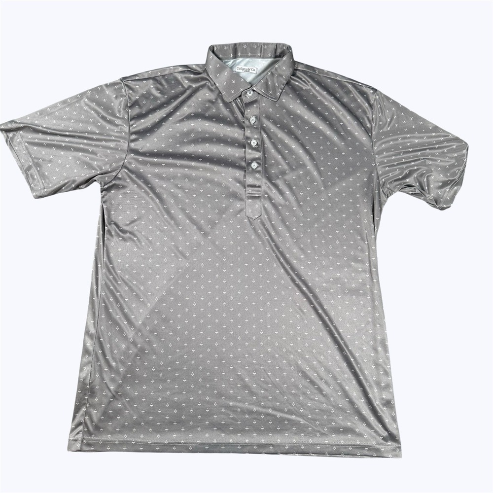 Collars & Co. Polo Shirt Mens XL Gray Geometric Dress Collar Short Sleeve Golf